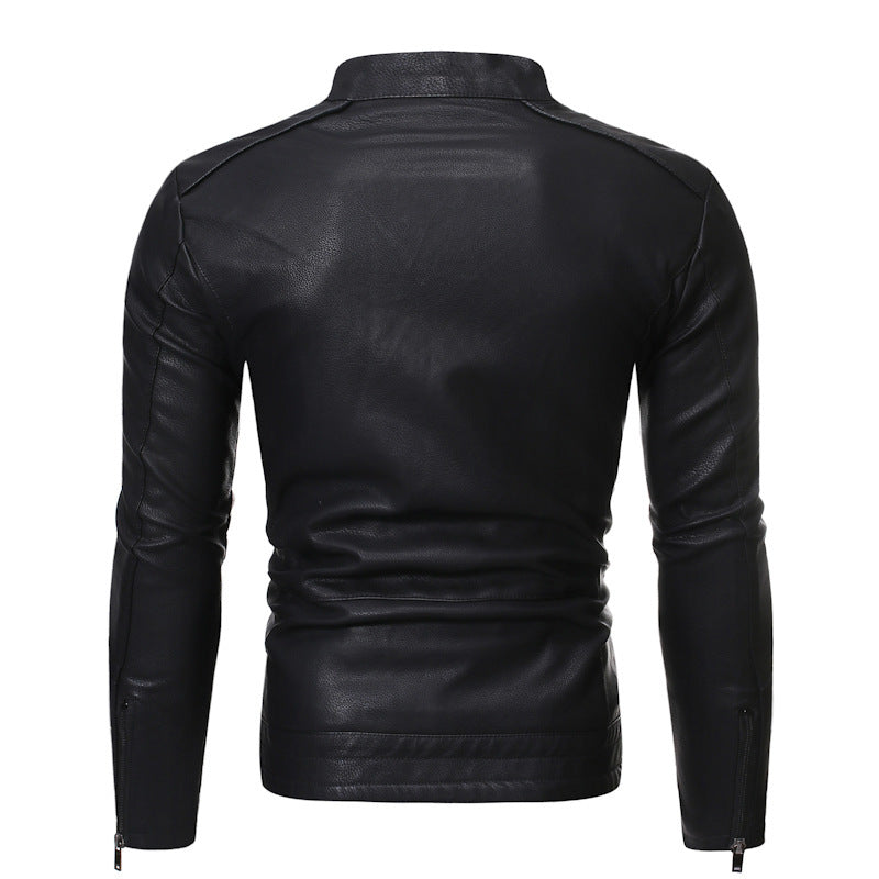 Herren elegante Lederjacke im minimalistischen Design mit Reißverschluss und praktischen Taschen Aliams