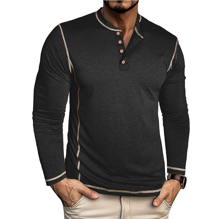 Herren Elegantes Langarmshirt mit Knopfleiste Aliams