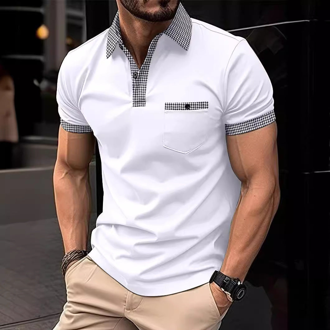 Herren Poloshirt mit stilvollem Karomuster und praktischer Brusttasche Aliams