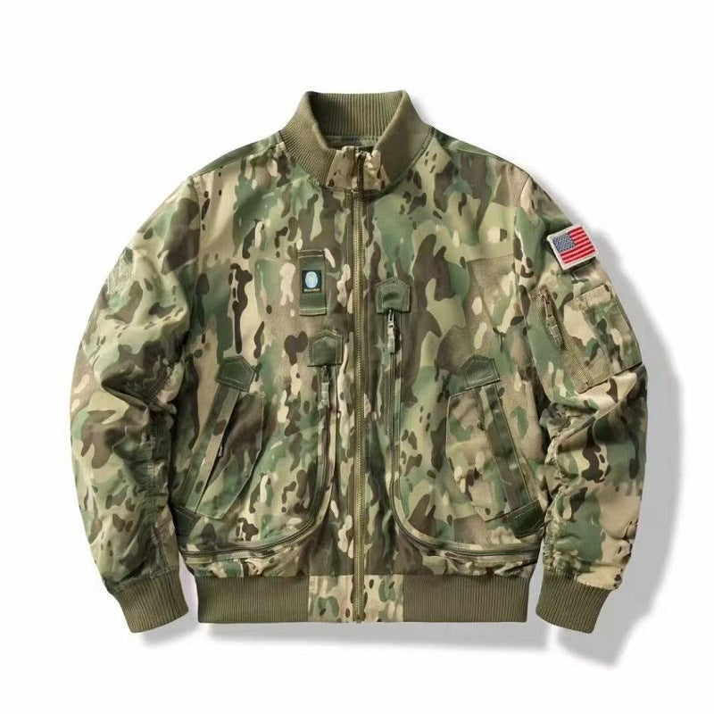 Herren Camouflage-Bomberjacke mit hochdichtem Material und vielseitigen Taschen Aliams