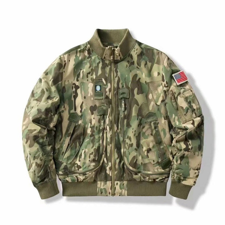 Herren Camouflage-Bomberjacke mit hochdichtem Material und vielseitigen Taschen Aliams