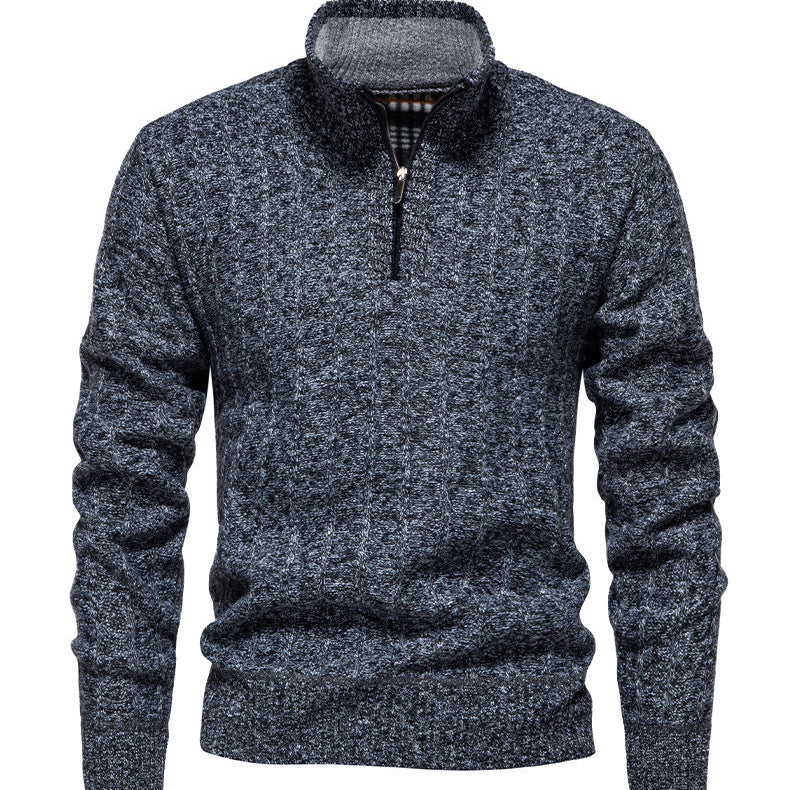Herren Pullover mit Stehkragen und Zipper Aliams