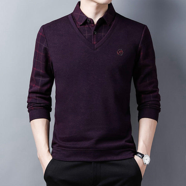 Herren eleganter V-Ausschnitt Pullover mit strukturiertem Oberteil Aliams