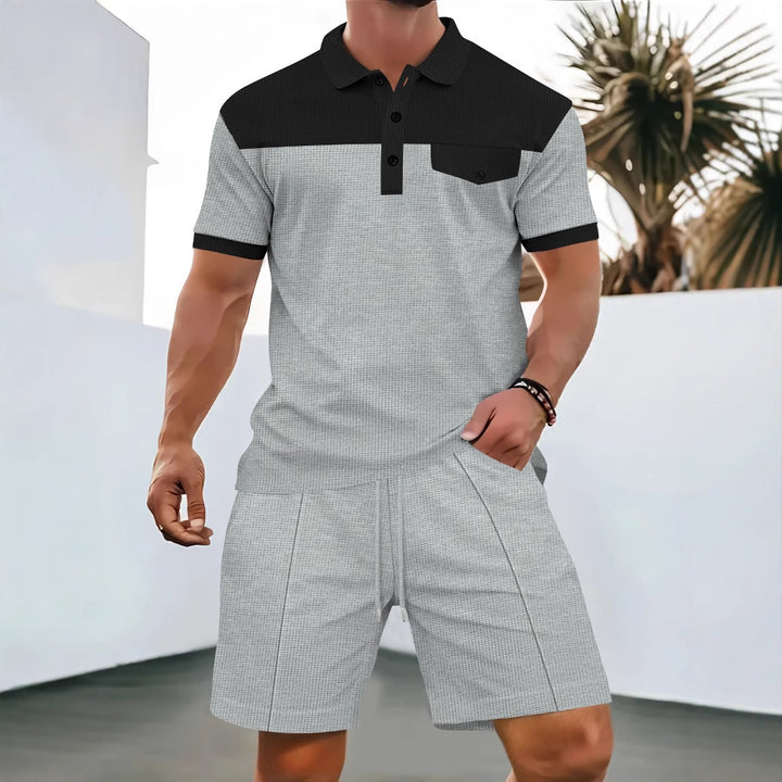 Herren Poloshirt und Shorts Set mit modischem Karomuster Aliams