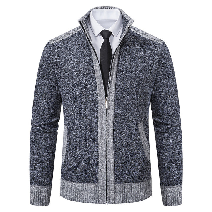 Herren gesteppte Strickjacke mit hohem Kragen und praktischen Taschen Aliams