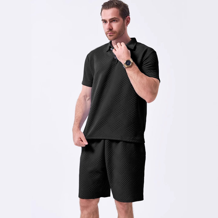 Herren Freizeit Set mit strukturiertem Poloshirt und Shorts Aliams