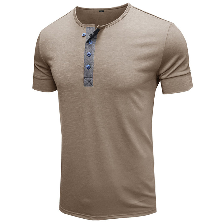 Herren Kurzarm-Henley-Shirt mit stilvollem Knopfdetail Aliams