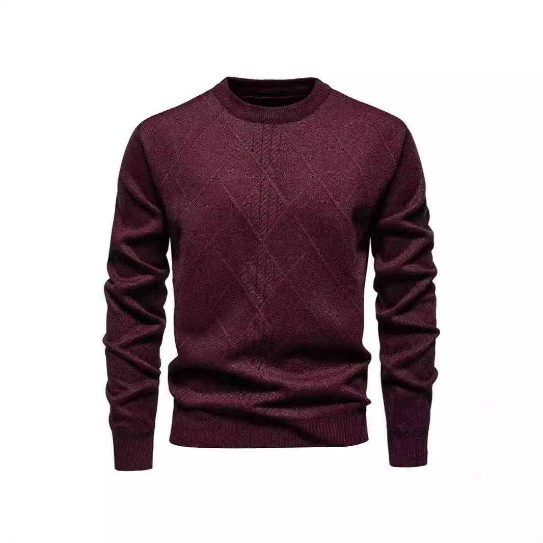 Herren Strickpullover mit strukturiertem Rautenmuster und klassischem Rundhalsausschnitt Aliams