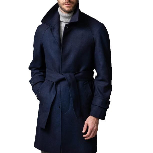 Herren klassischer Trenchcoat mit stilvollem Gürtel und doppelter Knopfreihe Aliams