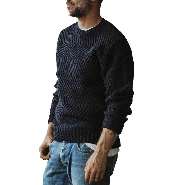 Herren strukturiertes Strickpullover mit feinem Wellenmuster Aliams