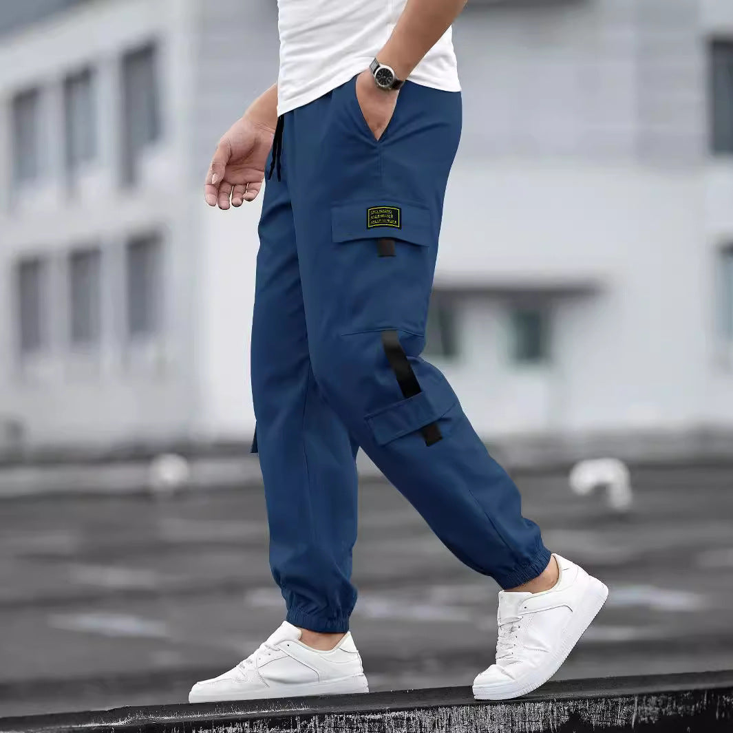 Herren stylische Cargo-Hose mit elastischem Bund und vielseitigen Taschen Aliams