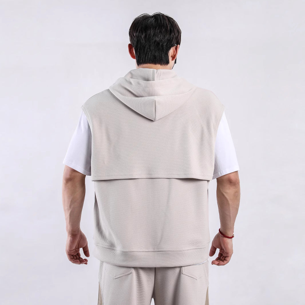 Herren ärmelloses Kapuzenshirt mit praktischen Taschen Aliams