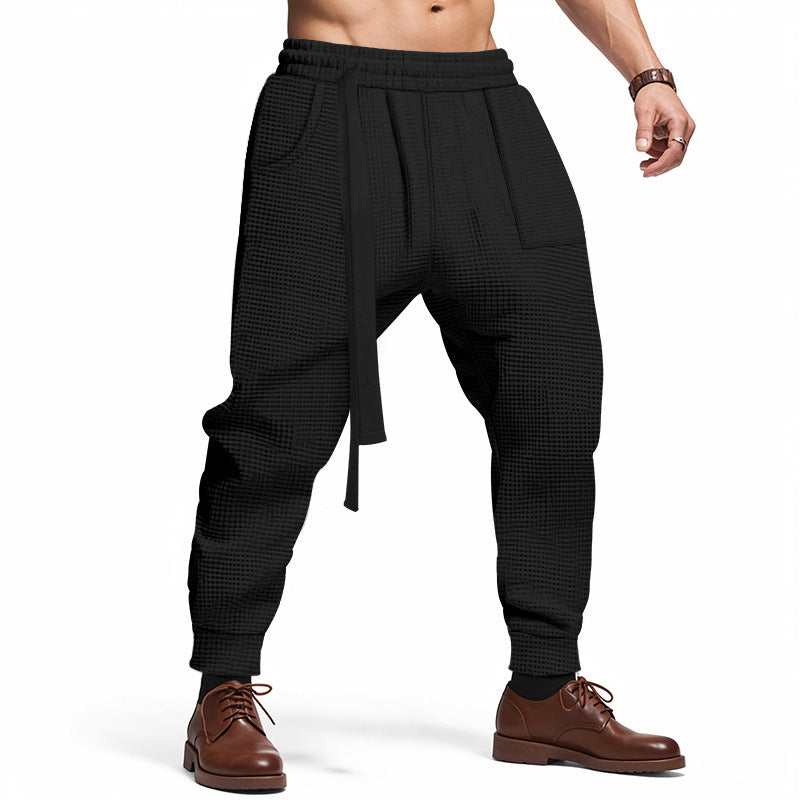 Herren Bequeme Waffelstruktur Jogginghose mit Kordelzug Aliams