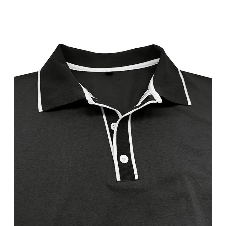 Herren Modisches Langarm-Polo mit Kontrastkragen Aliams