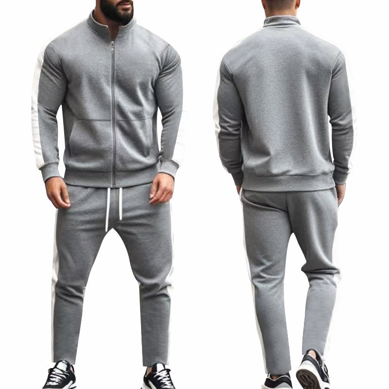 Herren sportliches Trainingsanzug mit weichem Fleece und Kontraststreifen Aliams
