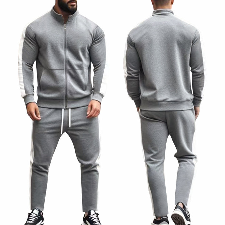 Herren sportliches Trainingsanzug mit weichem Fleece und Kontraststreifen Aliams