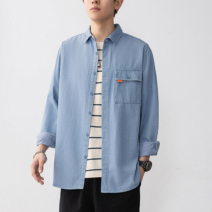 Herren Denim Overshirt mit aufgesetzter Brusttasche Aliams