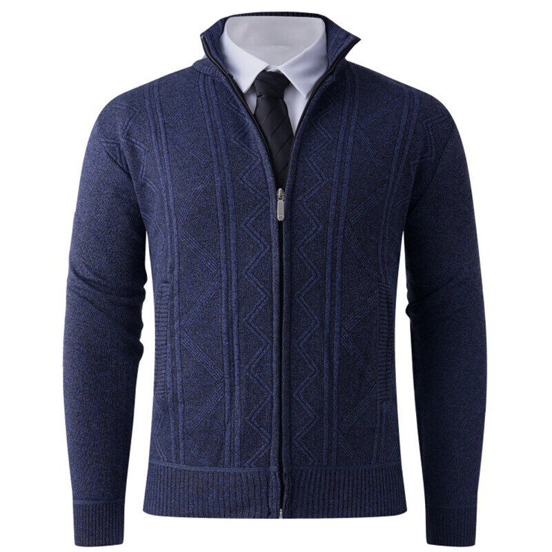 Herren Strickjacke mit modernem Zipper und eleganten Mustern Aliams