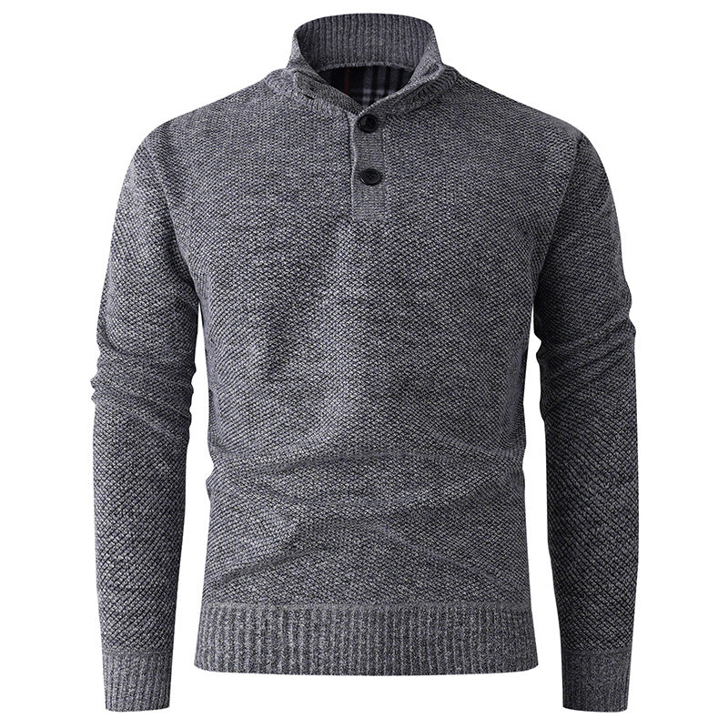 Herren Strickpullover mit modernem Stehkragen und dekorativen Knopfdetails Aliams