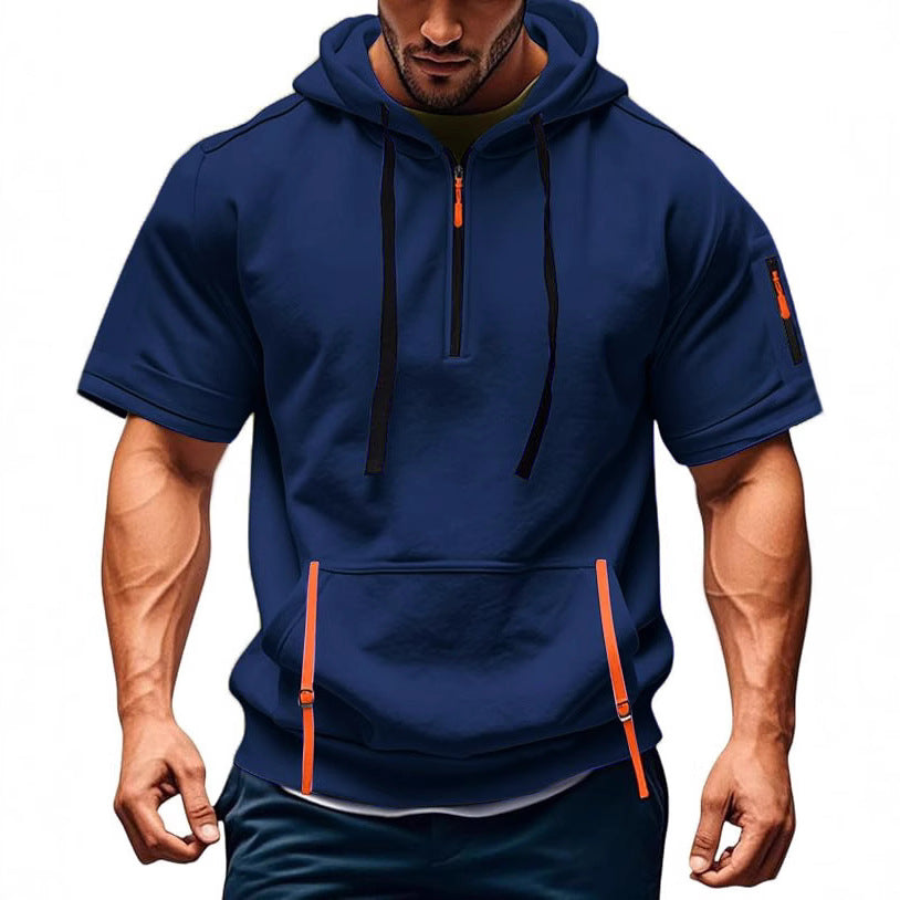 Herren Kurzarm-Hoodie mit praktischem Reißverschluss Aliams