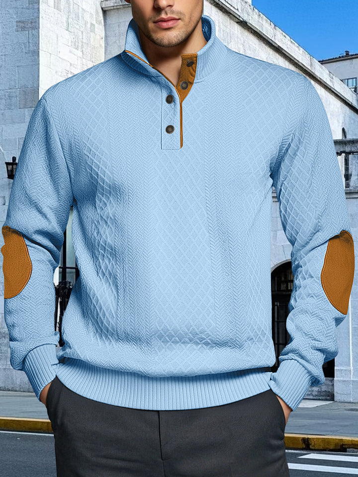 Herren Strickpullover mit strukturiertem Design und Lederpatches Aliams