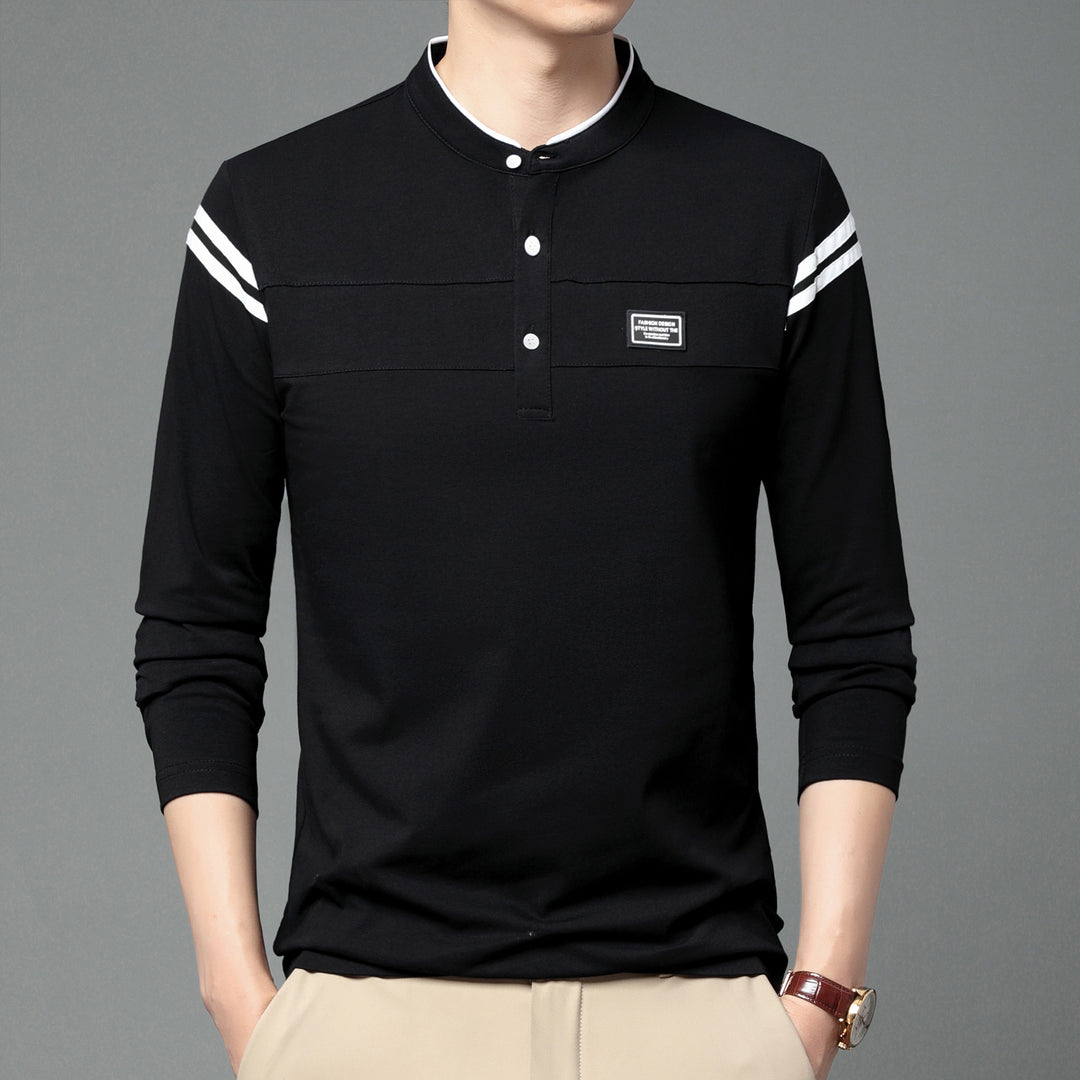 Herren Elegantes Langarm Polohemd mit modernem Kragen Aliams