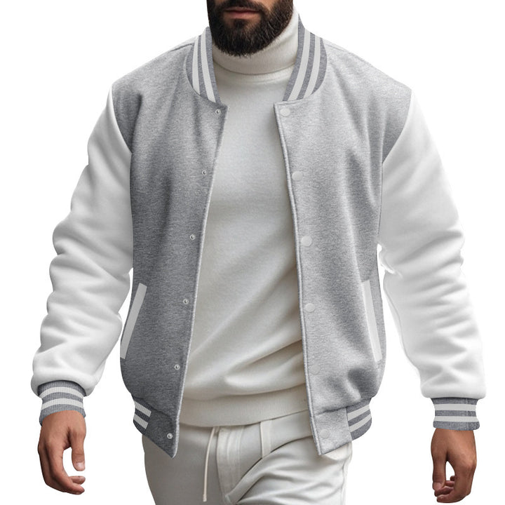 Herren Varsity-Jacke mit kontrastierenden Ärmeln und gestreiften Bündchen Aliams