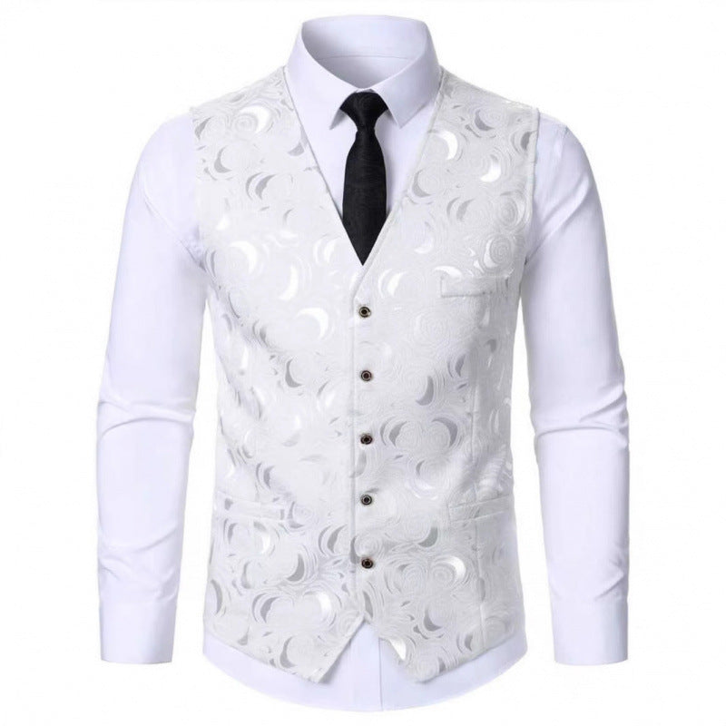 Herren elegante Weste mit floralem Jacquard-Muster Aliams