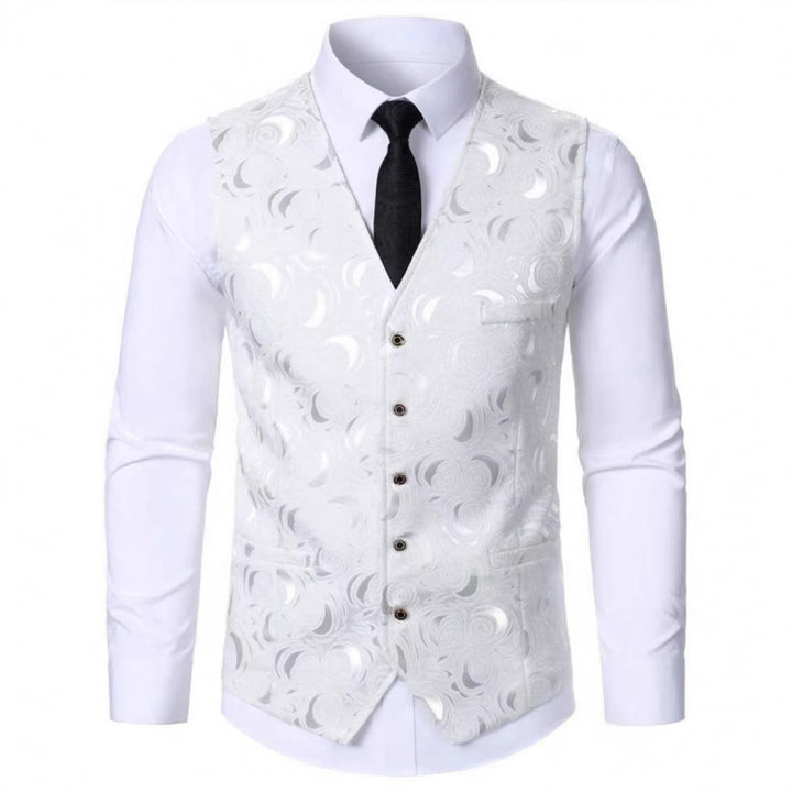 Herren elegante Weste mit floralem Jacquard-Muster Aliams