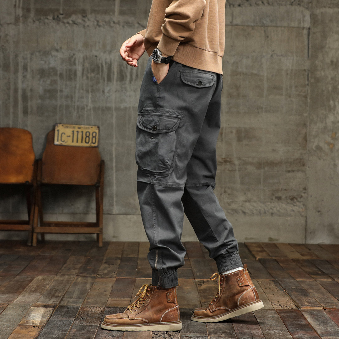 Herren Cargo-Hose mit elastischem Bund und multifunktionalen Taschen Aliams