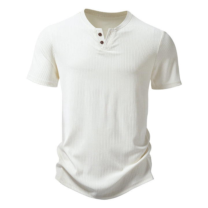 Herren hochwertiges Kurzarm-Henley-Shirt aus strukturiertem Material Aliams