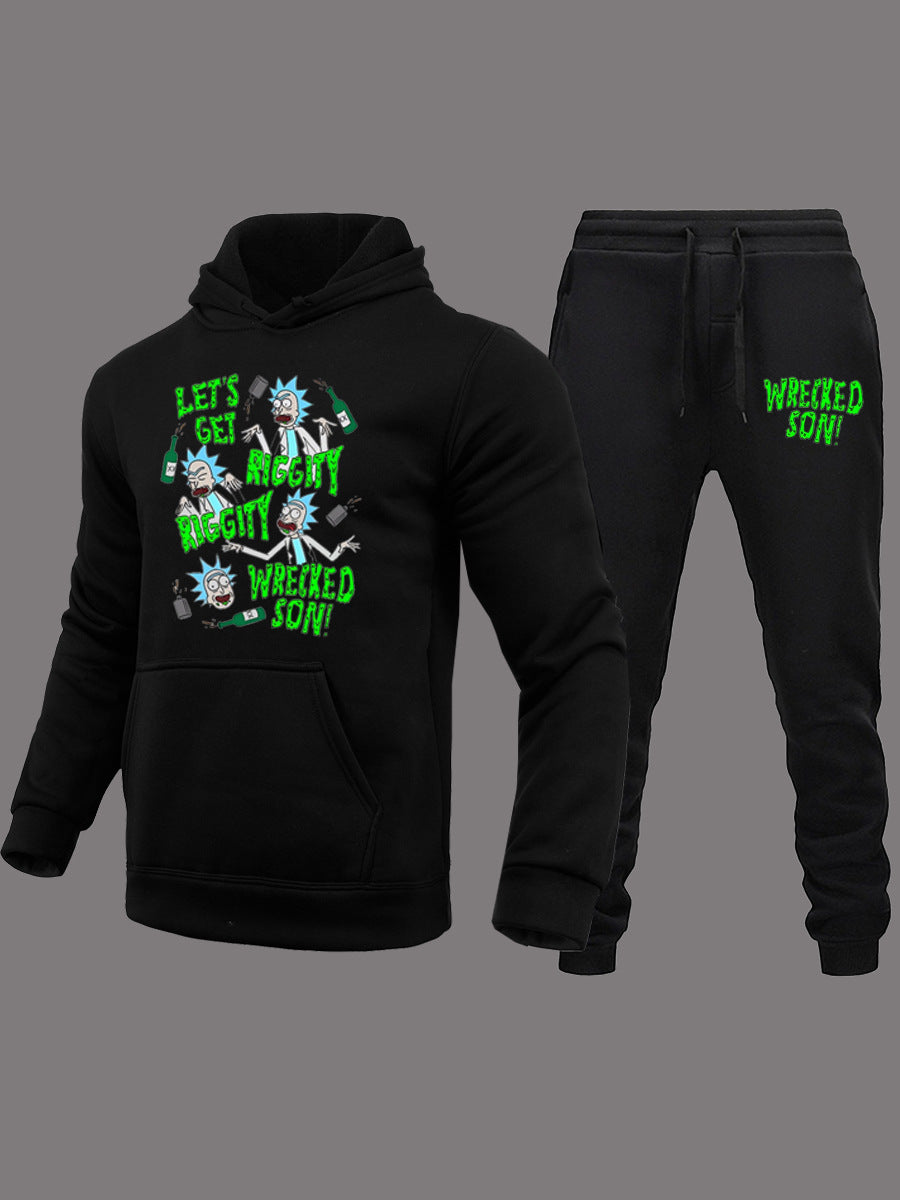 Herren Hoodie und Jogginghose Set mit humorvollem Grafikdruck Aliams