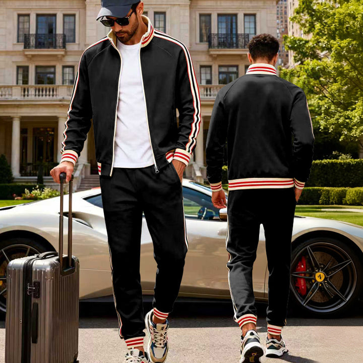Herren sportlicher Freizeitanzug mit kontrastierenden Streifen Aliams