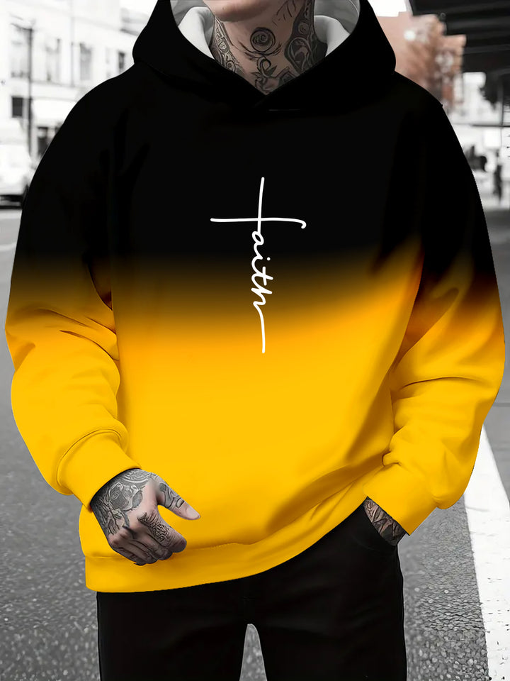 Herren Kapuzenpullover mit subtiler Farbverlauf-Optik und inspirierendem Schriftzug Aliams