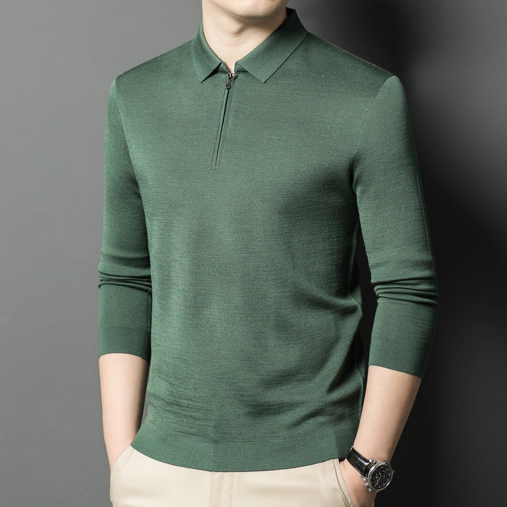 Herren hochwertiges Poloshirt mit kurzem Reißverschluss und feinem Strick Aliams