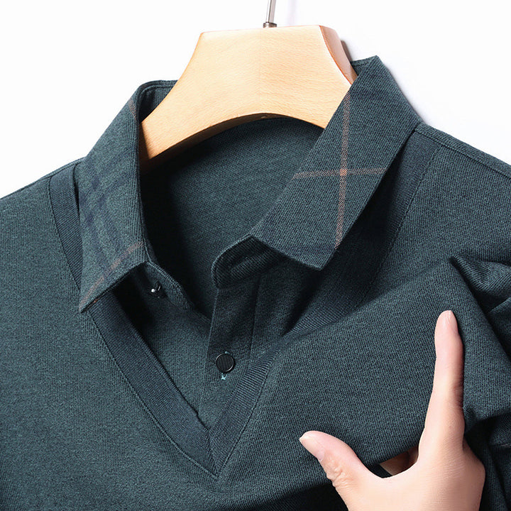 Herren eleganter V-Ausschnitt Pullover mit strukturiertem Kragen und modernem Design Aliams