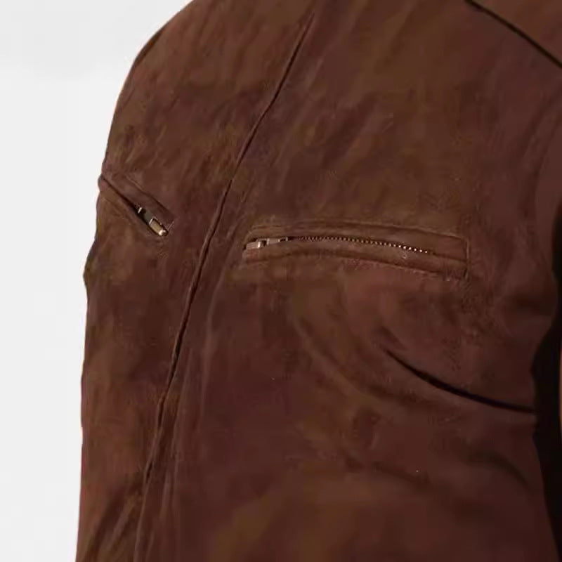 Herren Wildlederjacke im modernen Design mit praktischen Taschen Aliams