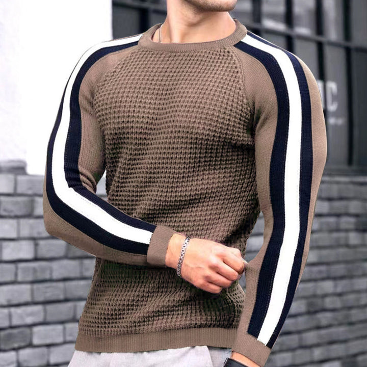 Herren Strickpullover mit modernem Raglanschnitt und kontrastierenden Streifen Aliams