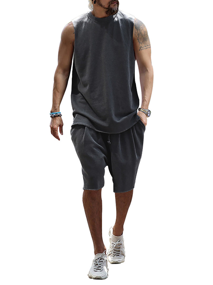 Herren sportliches Tanktop und Shorts-Set aus hochwertigem Baumwollmix Aliams