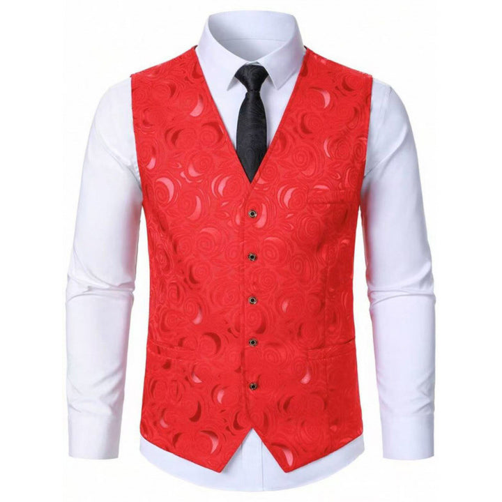 Herren elegante Weste mit floralem Jacquard-Muster Aliams