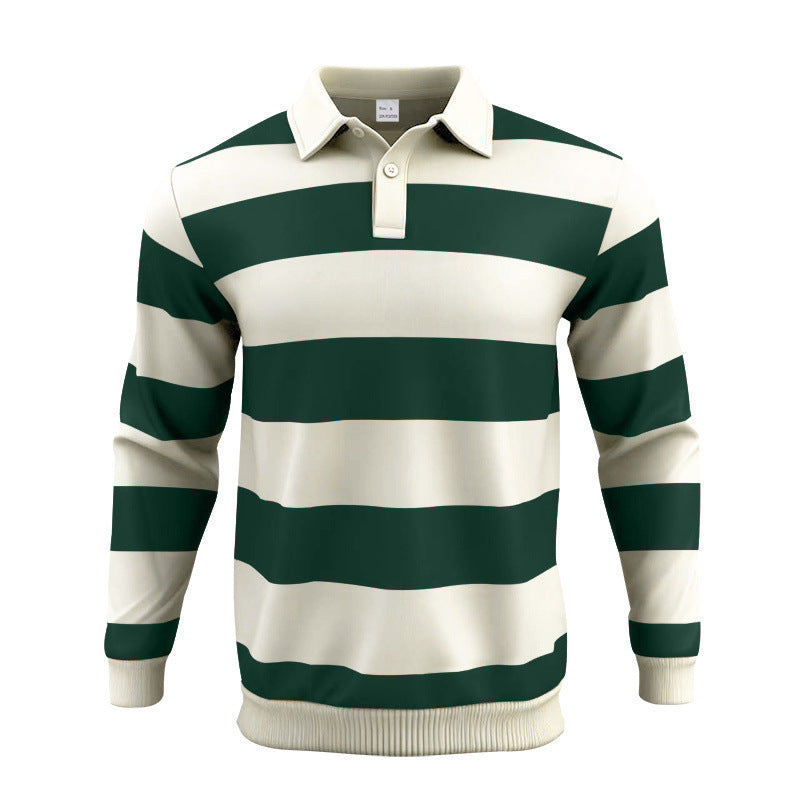 Herren gestreiftes Langarm-Polohemd Aliams