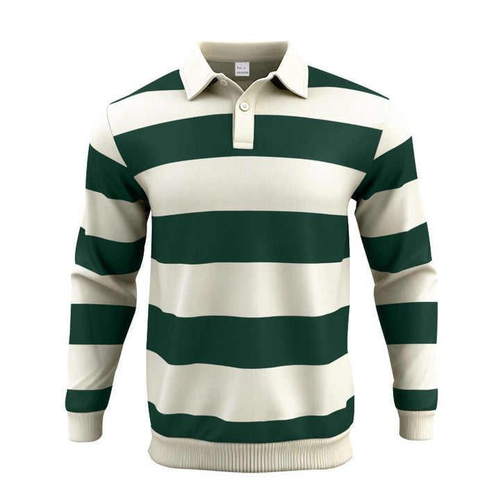 Herren gestreiftes Langarm-Polohemd Aliams