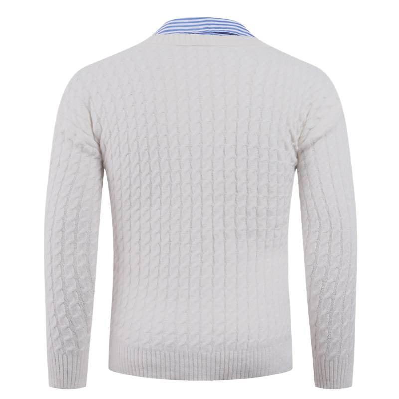 Herren Eleganter Strickpullover mit V-Ausschnitt und feiner Struktur Aliams