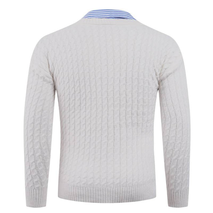 Herren Eleganter Strickpullover mit V-Ausschnitt und feiner Struktur Aliams