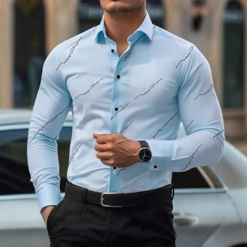 Herren elegante Hemden mit modischem Druck Aliams