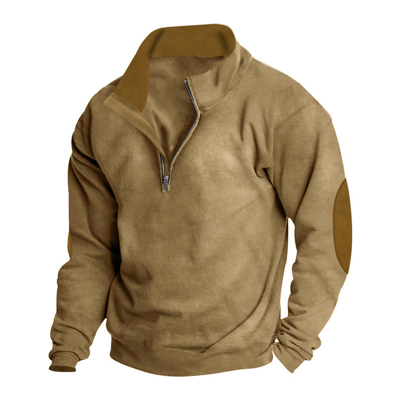 Herren Fleece-Pullover mit hohem Kragen und eleganten Akzenten Aliams