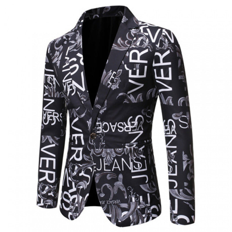 Herren Designer-Blazer mit kreativem Schriftzug Aliams