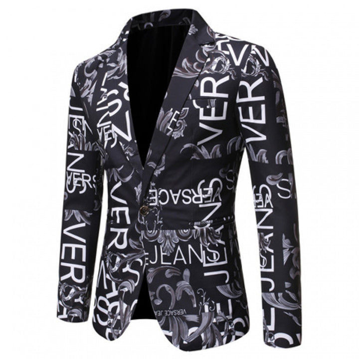 Herren Designer-Blazer mit kreativem Schriftzug Aliams