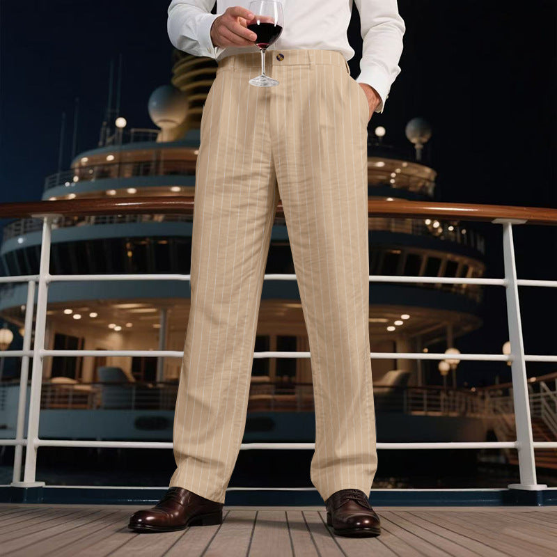 Herren elegante Streifen-Hose Aliams