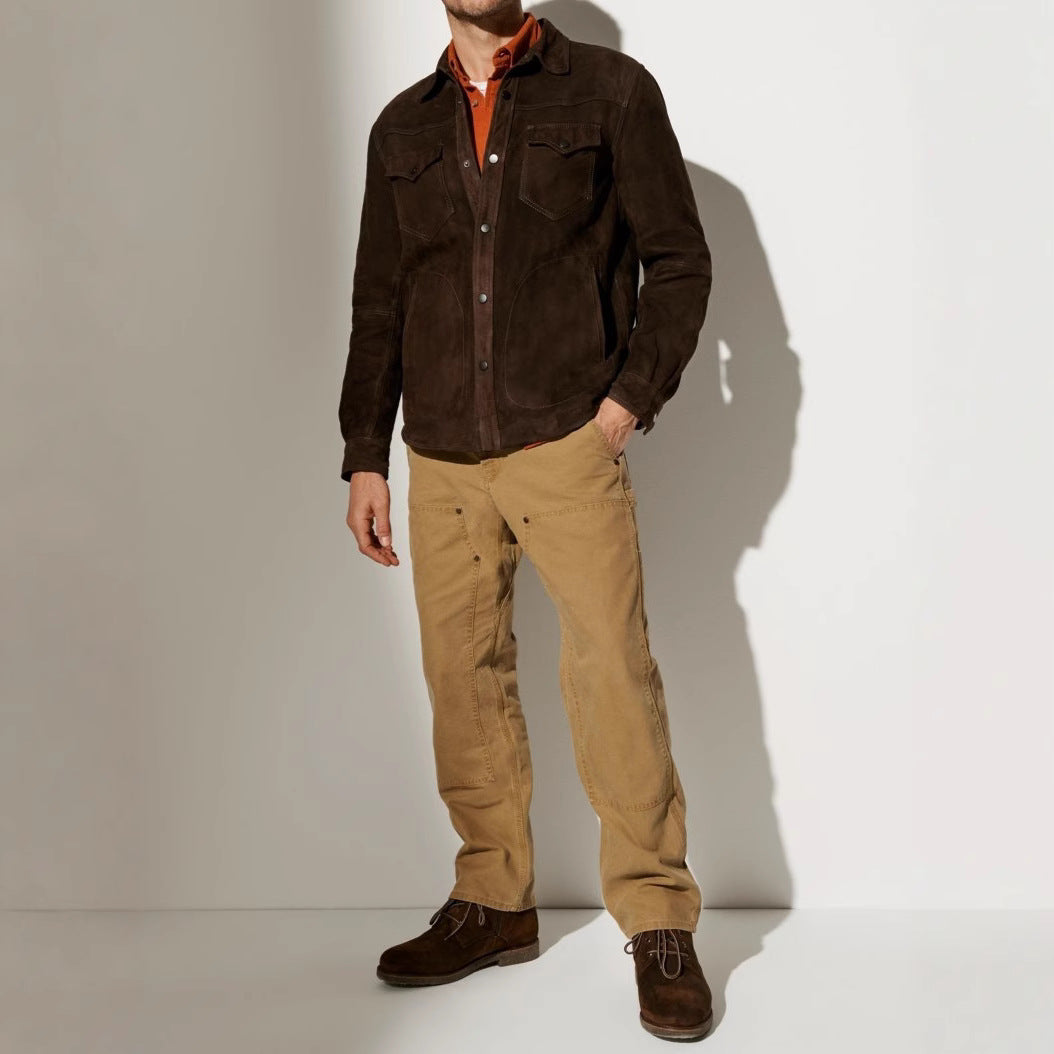 Herren Wildlederjacke mit modernem Schnitt und praktischen Taschen Aliams